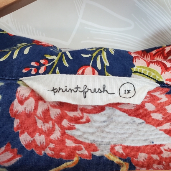 Printfresh Anthropologie Queen Lotus Floral Bird Long Sleeve Pajama Set, Size 1X - Picture 14 of 16